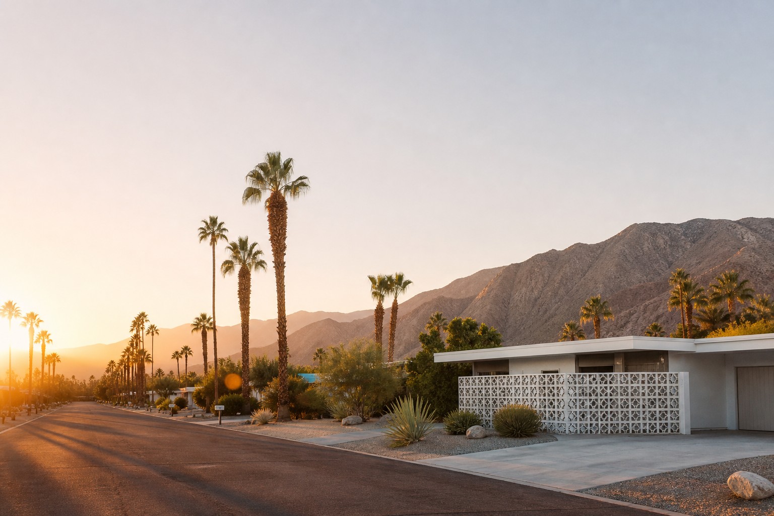 Palm Springs and the Coachella Valley at golden hour