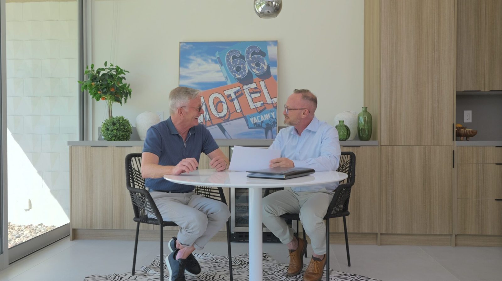 Simon Hobbs meeting with a client
